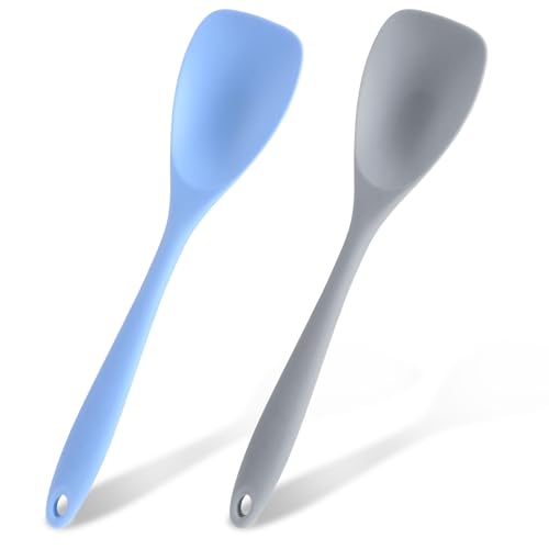 2 espátulas de silicona de goma, resistentes al calor, sin costuras, antiadherentes, cuchara de cocina flexible, espátula de silicona para hornear, mezclar y cocinar
