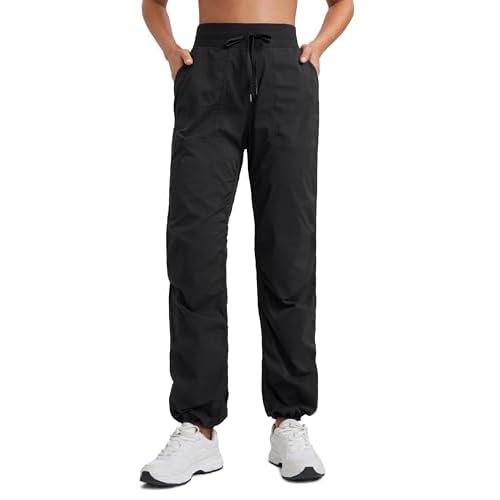 CRZ YOGA Lightweight Straight Leg Workout Pants for Women 28″/30″/32″ – Ruched Casual Work Athletic Joggers with Pockets