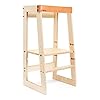 Wooden toddler tower and step stool toddler step stool with leather strap kitchen tower safety stool kid step stool activity tower kid tower  urban country home decor
