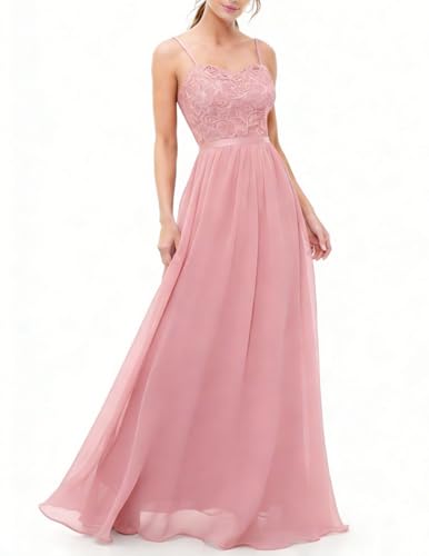 DRESSTELLS Damen Ärmellos Abendkleider Chiffon Spitzen...