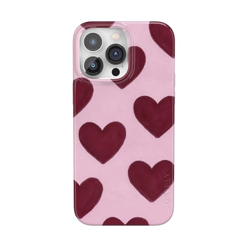 Casely iPhone 14 Pro Case | Whole Lotta Love | Plum Hearts | Compatible with MagSafe | Classic Ultra Slim Design