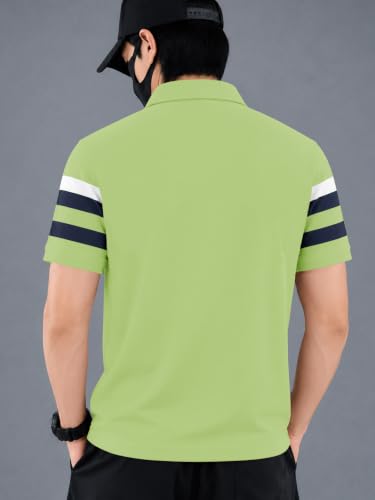 Image of Noble Monk Men's Striped Polo Neck Half Sleeve Casual T-Shirt with Regular Fit