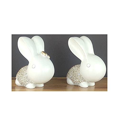 QIAOLI Escultura un par de conejos - Figura decorativa de resina para estantería, oficina, sala de estar, dormitorio, escritorio (color: W) Cover