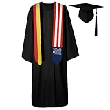 72 Inch Belgium Flag and USA Flag Graduation Sash Unisex Adults Graduation Stole Scarf International (Not Include Baccalaureate Gown and Hat)