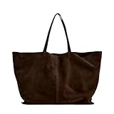 Genérico Bolso grande de ante for mujer, bolso tote for el día a, hombro gran capacidad for(Chocolate)