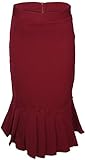 95% Baumwolle, 5% Elasthan Küstenluder Damen Rock Alysa Pleated Vintage Pencil Skirt Weinrot 2XL
