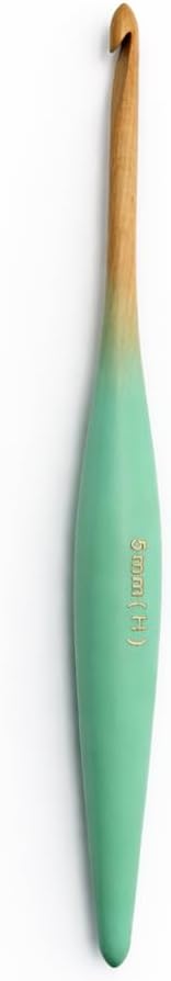 Divit Shilp Streamline Ergonomic Handle Crochet Hooks for Arthritic Hands | Handcrafted 7’’ Steambeech Wood Crochet Hook Knitting Needle, Craft Yarn Weave | Best Gift! (Mint Breeze) (7 mm)