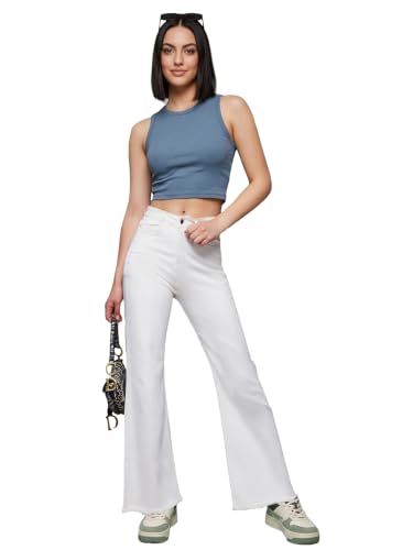 Image of Miss Chase A+ Women's Wide Leg High Rise Regular Length Stretchable Denim Jeans