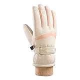 Mashaouyo Guantes de cuero de primera calidad de invierno para trabajo y esquí alpino, guantes de cuero para hombres y mujeres, guantes de motocicleta (beige, A)