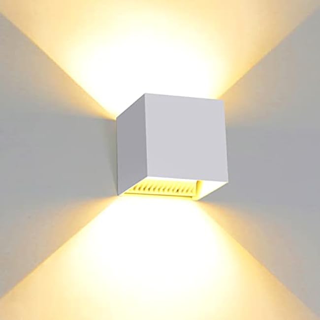 Kawell 24W Modern LED Wall Sconce Adjustable Beam Angle Waterproof IP65 Aluminum Wall Light Indoor Outdoor for Bathroom Living Room Bedroom Hallway Corridor Stairs, White 3000K