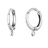 Adabele 100pcs Hypoallergenic Round Hoop Huggie Earring Hooks Leverback Ear Wire 14mm Sterling Silver Plated for DIY Craft Earrings Jewelry Making CF262-1