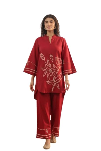 jisora Women's Red Printed Cotton Co-ord Set-picture-18
