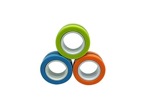 Zompers Zing Ringz | Fun Magnetic Toys for Children Over 8 Years Old | Fun Birthday Gift for Boys & Girls | Easy to Use & Fun Toy to Play with | 3 Per Pack - 9 Rings Total | Green, Orange, Light Blue