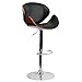 Flash Furniture Walnut Bentwood Adjustable Height Barstool with Curved Back and Black Vinyl Seat