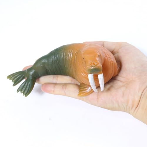 Image of Amitasha Aquatic Animal Toy for Kids Realistic Walrus Fish Squishy Figurines Rubber Sea Animal Soft Squeeze Toy for Boys Girls Lookalike Ocean Creatures Educational Gift