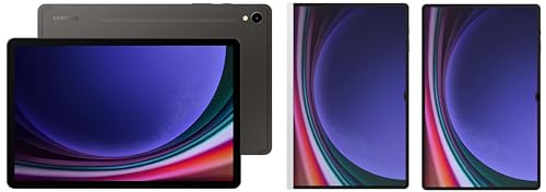 Image of Samsung Galaxy Tab S9 Ultra, RAM 12 GB, ROM 256 GB Expandable, S Pen in-Box, Wi-Fi + 5G Tablet, Gray with S9 Ultra Screen Protector, Transparent & S9 Ultra Notepaper Screen, White