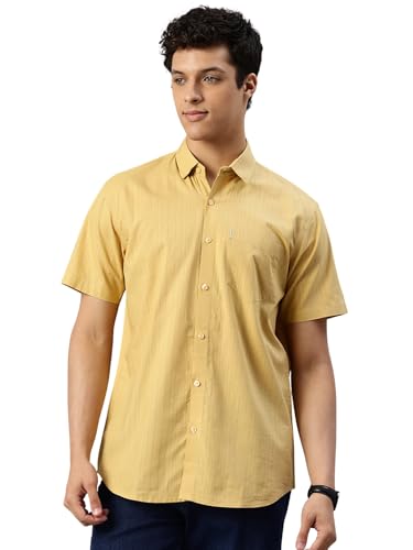 Image of Majestic Man Men's Pure Cotton Dobby Weave Checks Slim Fit Half Sleeve Casual Shirt