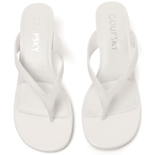 Image of Kitten Heels for Women Round Open Toe Sandals Flip Flop Heels Summer Low Heeled Thong Sandals