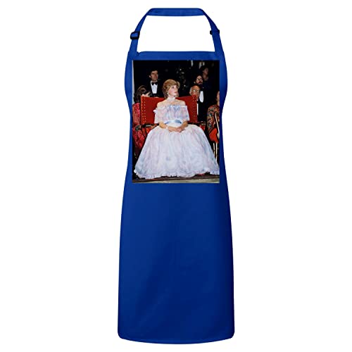 Tablier cuisine bleu pour repas de famille inspiré de la robe de bal Lady Diana