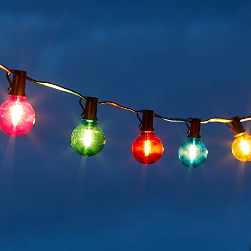 Lights4fun 25er LED Party Lichterkette Bunt Glühbirnen Lichterkette Außenbereich Gartendeko strombetrieben Lichterkette Kugeln