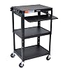 LUXOR UCMT1KB Adjustable-Height Steel Utility Cart - Pullout Keyboard Tray, Black