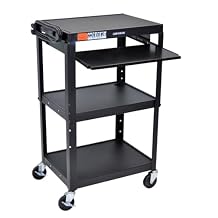 LUXOR UCMT1KB Adjustable-Height Steel Utility Cart - Pullout Keyboard Tray, Black