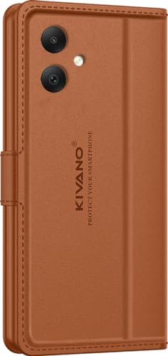 Image of KIVANO LUXE Compatible for Samsung Galaxy A05 / Samsung F05 / Samsung Galaxy M05 Luxury Handmade Leather Magnetic Flip Folio Case | Card Holder & Kickstand | Slim Protective Cover | Unisex - Brown