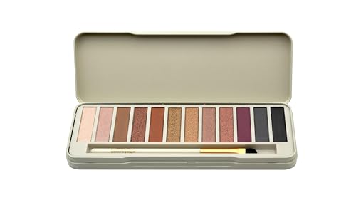 bonvoyage Essentials, Nude Eyeshadow Palette with Brush, 12 Matte and Shimmer Shades, Long-Lasting and Highly-Pigmented