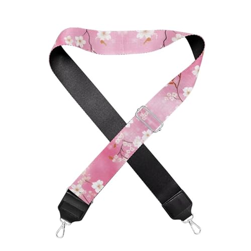 Image of GLENLCWE Pink Cherry Blossom Purse Straps Replacement Crossbody Bag Strap for Purses, Wide Shoulder Straps for Women Handbags Adjustable Strap