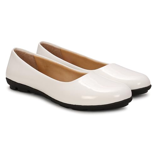 Image of DHANESHWAR Women's Ballet Flats Belly Shoes for Casual, Formal & Office Wear Ballerina | Comfortable Slip on Black Bellies for Women & Girls. 1 Pair