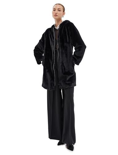 Manteau teddy noir avec capuche pour vos sorties citadines d'hiver