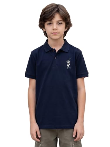 Image of Li'l Tomatoes Boys Sports Polo T-Shirt Polyester Casual Summer Tee | inchGolf Player inch Printed Collar Neck T-Shirt | Lightweight & Breathable Half Sleeve Sports Wear | Stylish Polo Tee | 9-16 Years