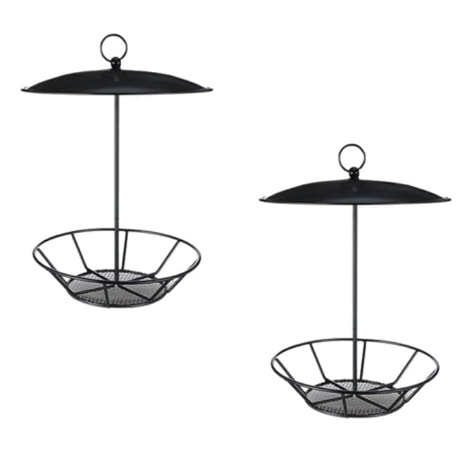 Mangeoires à oiseaux en métal antique suspendues lot de 2 pour jardin