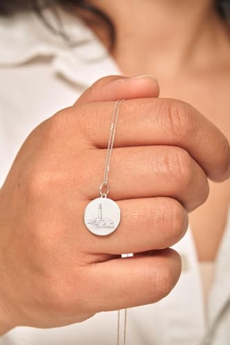 Collier pendentif pièce phare LKBEADS idée cadeau argent unisexe - 3