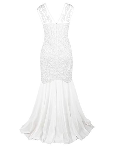Image of PrettyGuide Women 's 1920s Black Sequin Gatsby Maxi Long Evening Prom Dress