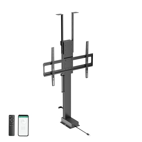 EasyLife motorisierter TV-Lift für Boden-, Decken- und Schrankmontage – elektrisch ausfahrbar & absenkbar, Smart Home Steuerung inkl. Fernbedienung, 37–65 Zoll bis 60 kg, VESA 600x400, Schwarz