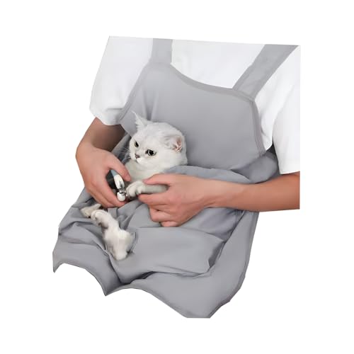 HNJX 猫エプロン 抱っこ用エプロン ポケット付き 猫 抱っこ紐 爪切り補助 防粘毛カバー 猫を胸に抱いて安心ケア (ベルベット、穴あり)