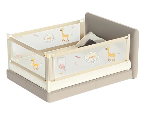 Image of KidDough Bed Rail Guard for Kids Safety Bed Rail for Baby Safety (6.25ftX5ftX6.25ft - 3 Sides, Off-White)