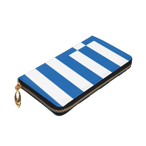 Greek Flag Prints Leather Long Clutch Wallet for Fashionable Girls and Women - Durable, Stylish, and Functional, Black, One Size3