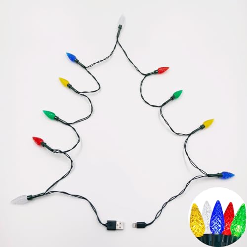 FISHOPE LED Christmas Light Phone Charger Cord USB and Bulb Charging Cable 50inch 10led Multicolor Bulbs for Phone 14 Pro Max/Plus 13 Pro Max/Mini 12 Pro Max 11Pro Max X XR XS Max/8/7/6 etc(1pcs)