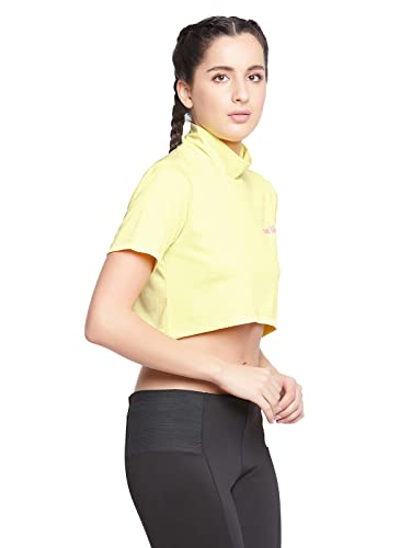 Image of Clovia Women's Comfort-Fit Active Crop Top - Yellow