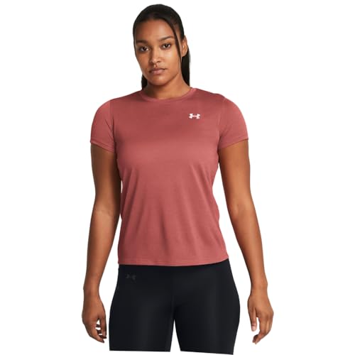 Under Armour Women's Tech Bubble Short Sleeve Crew, (611) Sedona Red / / White, Large