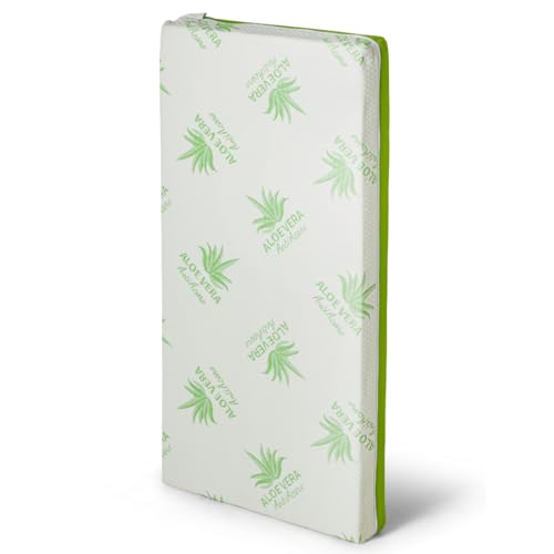 EPSELIA - Colchón para cuna de bebé con aloe vera, 60 x 125 x 10 cm, antiácaros y antiasfixia. Certificado EN16890:2017, tejido 3D transpirable, poliuretano Waterfoam CertiPUR™ OEKO-TEX®