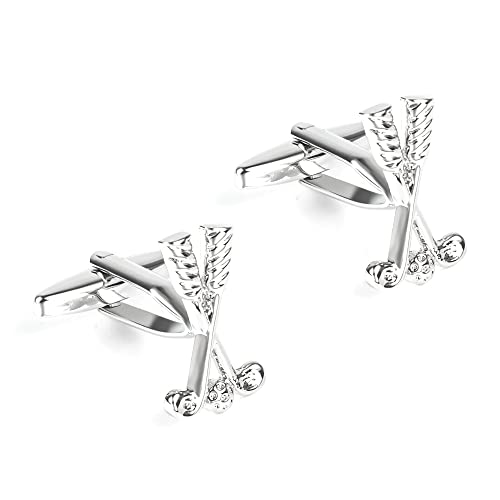 SHIPITNOW Gemelos de Club de Plata y Pelota de Golf - Gemelos Originales con Tema de Golf - Accesorio Elegante o Disfraz de Golfista o Golfista para Camisa y Chaqueta de Disfraz