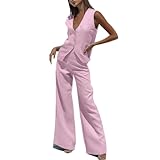 Wjnvfioo Female Vest Pants Suit Two-Piece Setsummer Fashion Street Style Vest Loose Pants Solid Color Two-Piece Set pnnrk M