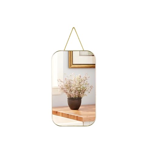 SDlumeiy Gold Rectangular Wall Mirror, 15.6x9.2 Inch Modern Decorative Wall Mirror, Suitable for Bathrooms, Hallways, Entryways, and Other Spaces(15.6x9.2 inch) (Gold)