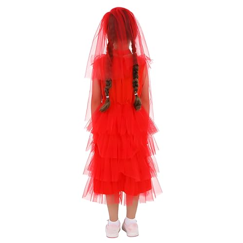 Disfraz rojo para niñas, con diadema miniatura 4