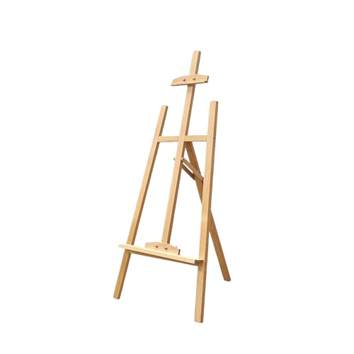 Caballete de Madera Natural para Pintar | Regulable y Plegable | Ajustable en Altura y Ángulo para Lienzos, Cuadros y Fotografías | Portátil, Estable y Resistente para Niños, y Adultos (145cm)