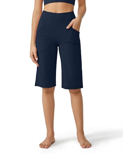 Image of Promover 14 inch /21 inch /23 inch /25 inch Inseam Capri Pants for Women Wide Leg Yoga Cropped Pants with Pockets Loose Casual Summer Pant