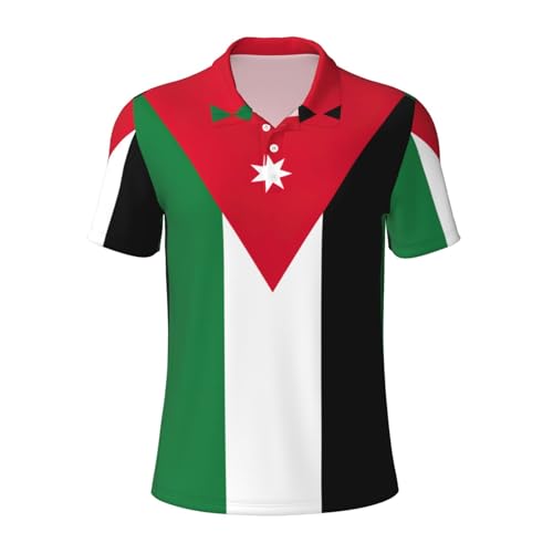 Polo homme manches courtes respirant décontracté drapeau jordanien